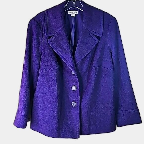Jacket by Coldwater Creek Wool Blend Purple Button Frt Fully Lined Size 16 Plus - Picture 1 of 6